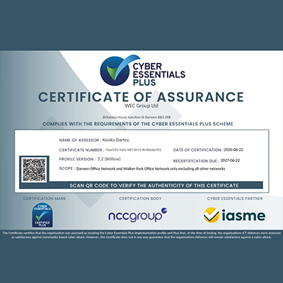 Cyber essentials plus certificate