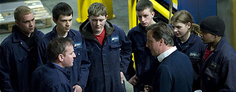 David Cameron with WEC Group apprentices