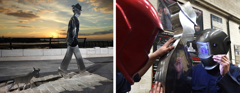 LS Lowry statue Knott End-on-Sea