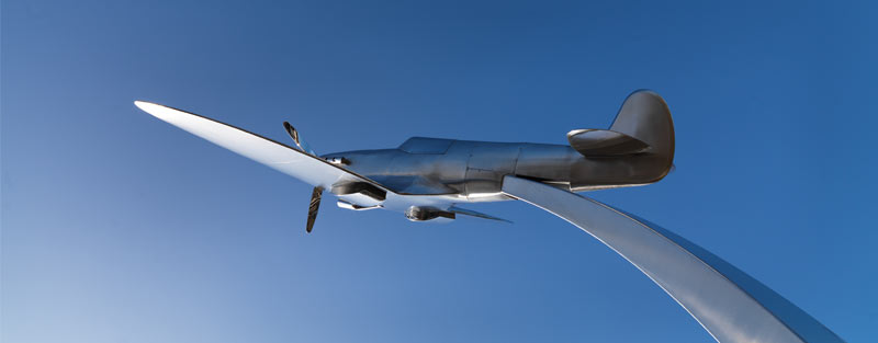Spitfire sculpture close up