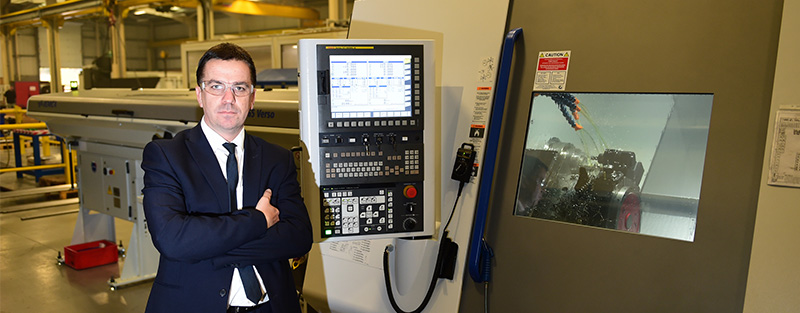 Steve Fitzpatrick in front of Miyano machine